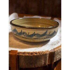 Vintage Studio Art Pottery Bowl Signed 7.25"x 3" Waves